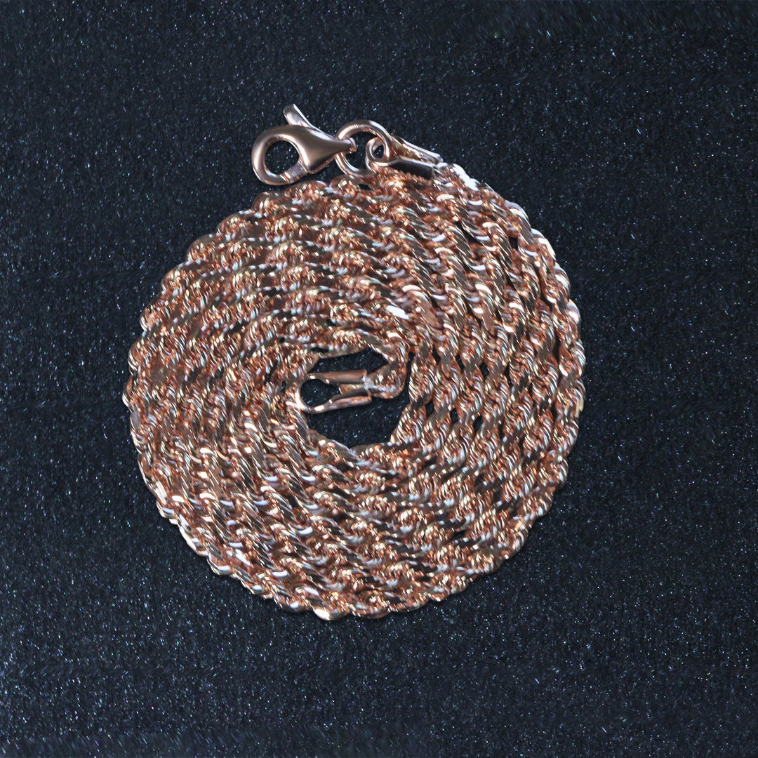 14k Rose Gold Solid Diamond Cut Rope Chain (4.00 mm)