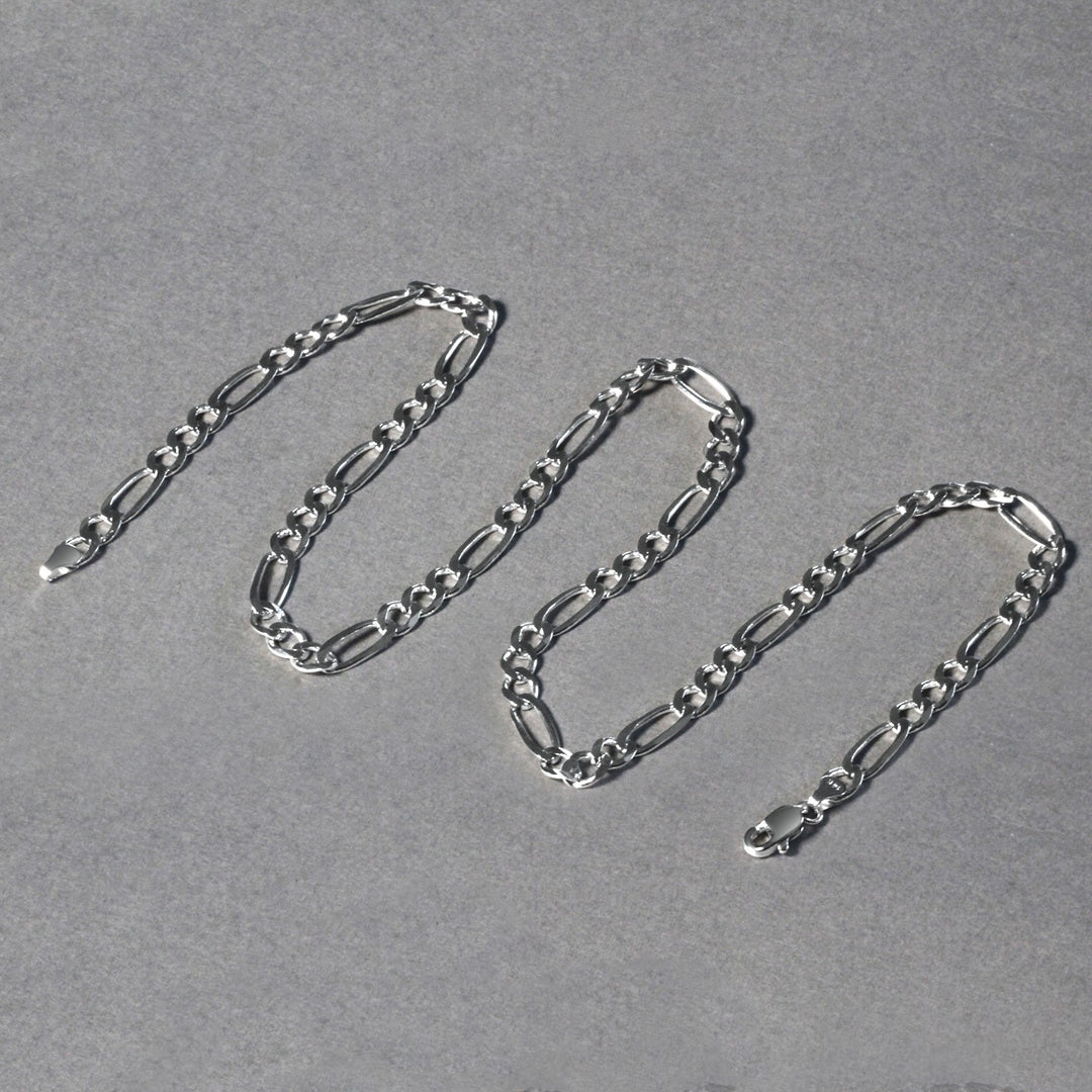 14k White Gold Solid Figaro Chain (4.50 mm)