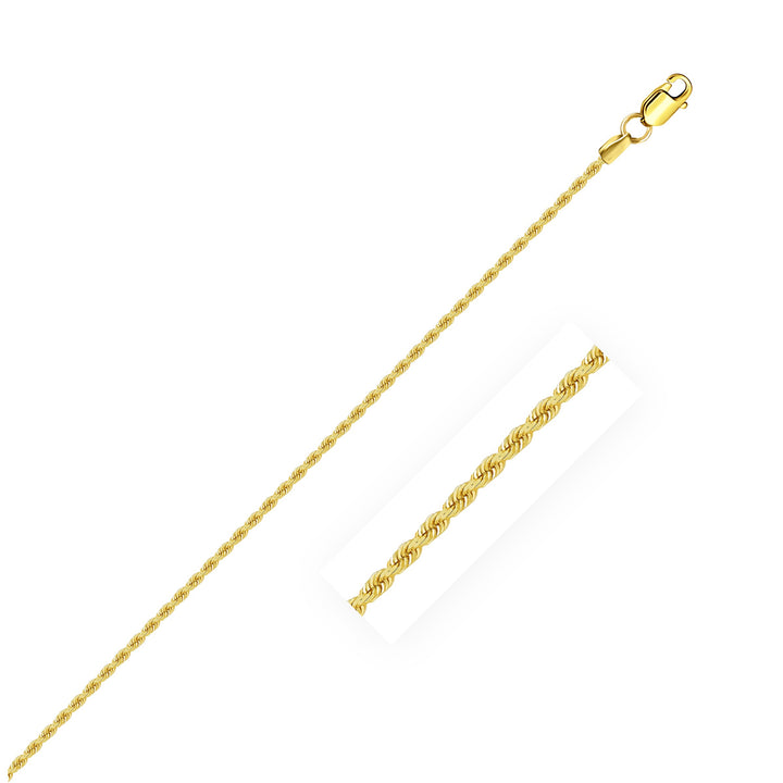 14k Yellow Gold Solid Rope Chain (1.30 mm)