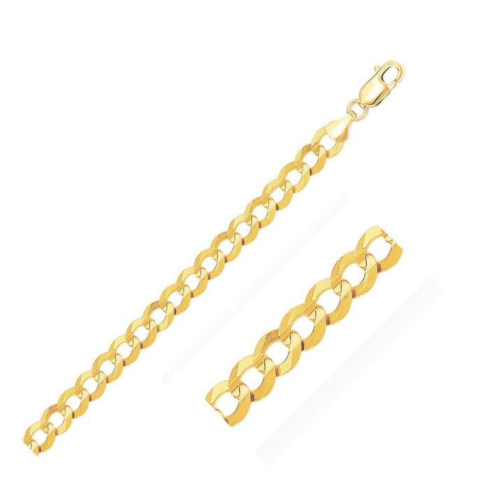 14k Yellow Gold Solid Curb Chain (10.00 mm)