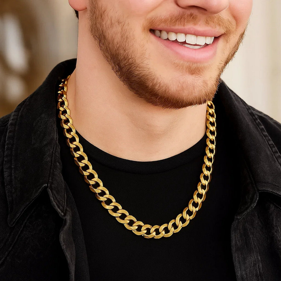 14k Yellow Gold Solid Curb Chain (10.00 mm)