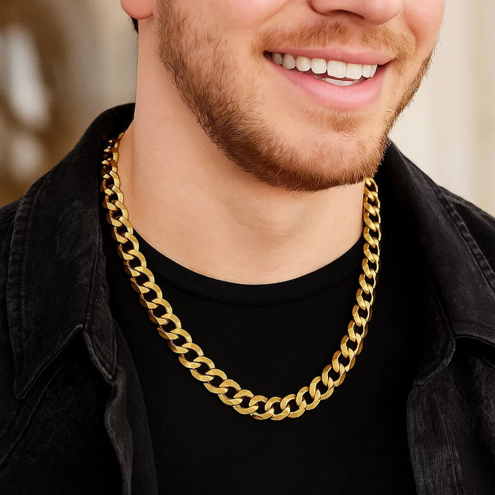 14k Yellow Gold Solid Curb Chain (10.00 mm)