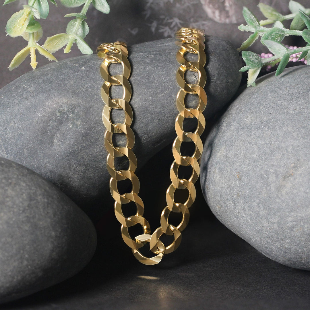 14k Yellow Gold Solid Curb Chain (10.00 mm)