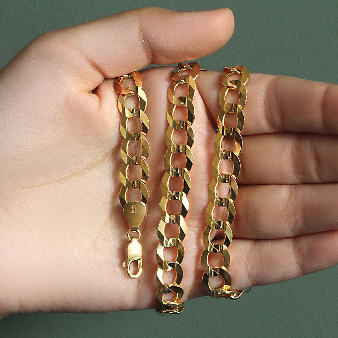 14k Yellow Gold Solid Curb Chain (10.00 mm)