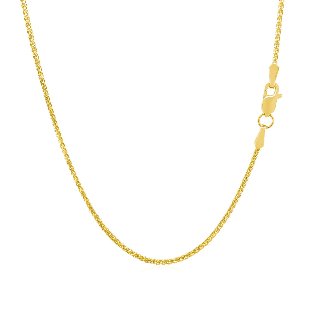 14k Yellow Gold Diamond Cut Round Wheat Chain (1.20 mm)