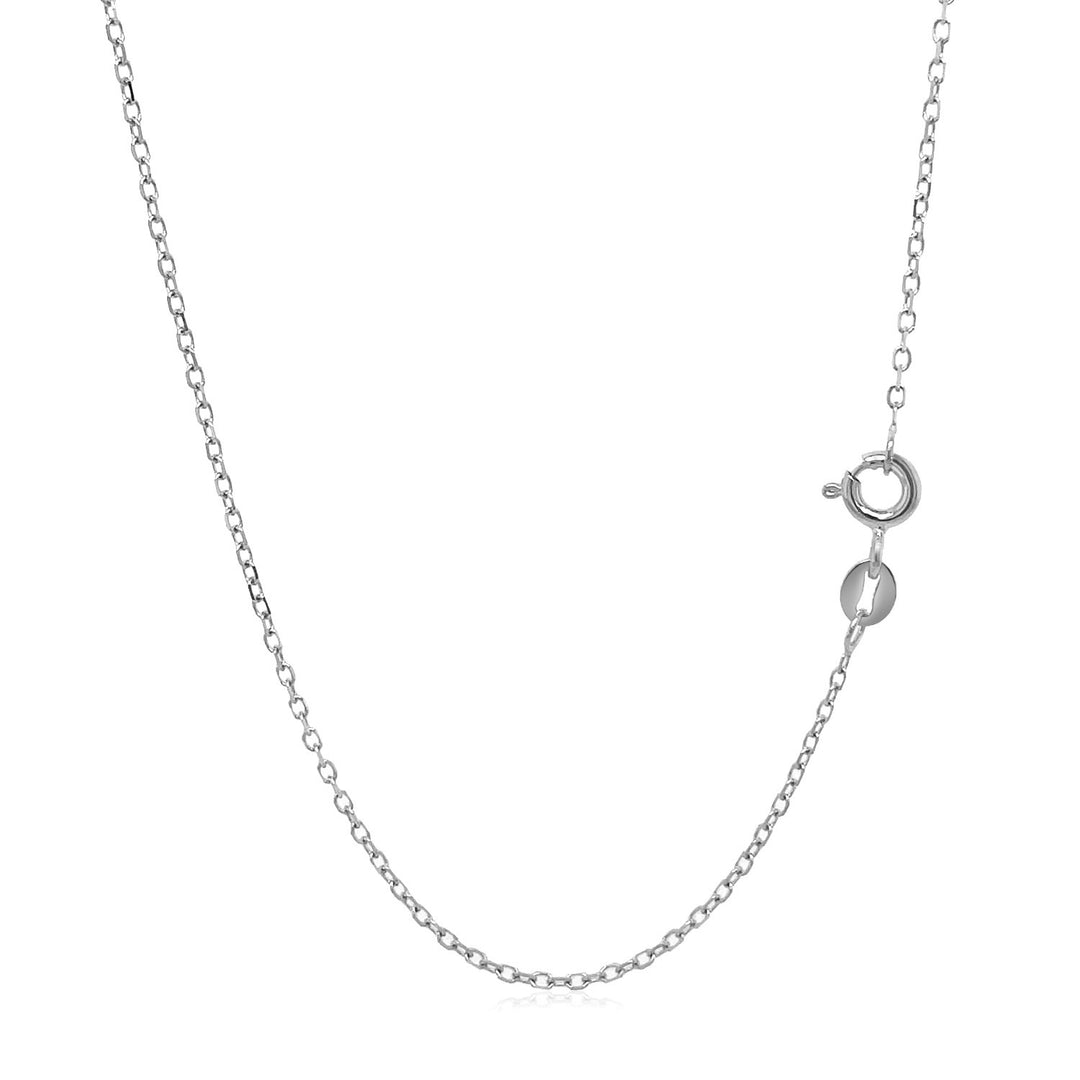 14k White Gold Faceted Cable Link Chain (1.20 mm)