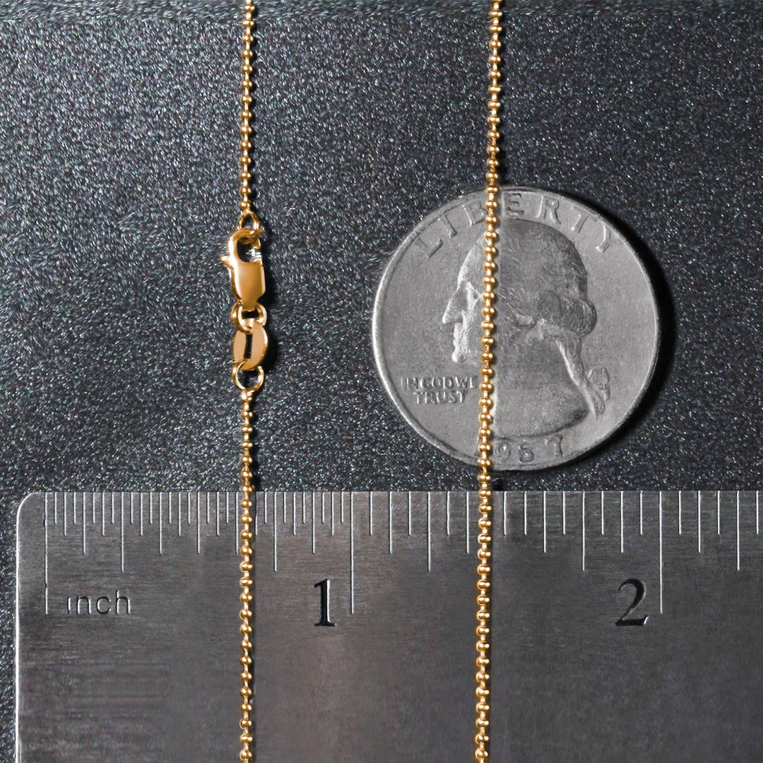 14k Yellow Gold Bead Chain 1.0mm (1.00 mm)