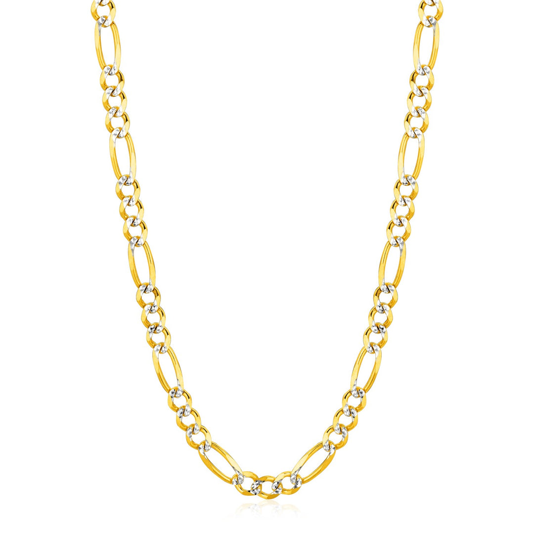 14K Yellow Gold Solid Pave Figaro Chain (5.90 mm)