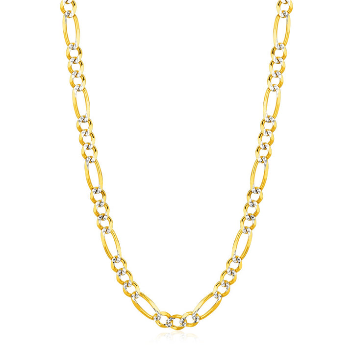 14K Yellow Gold Solid Pave Figaro Chain (5.90 mm)