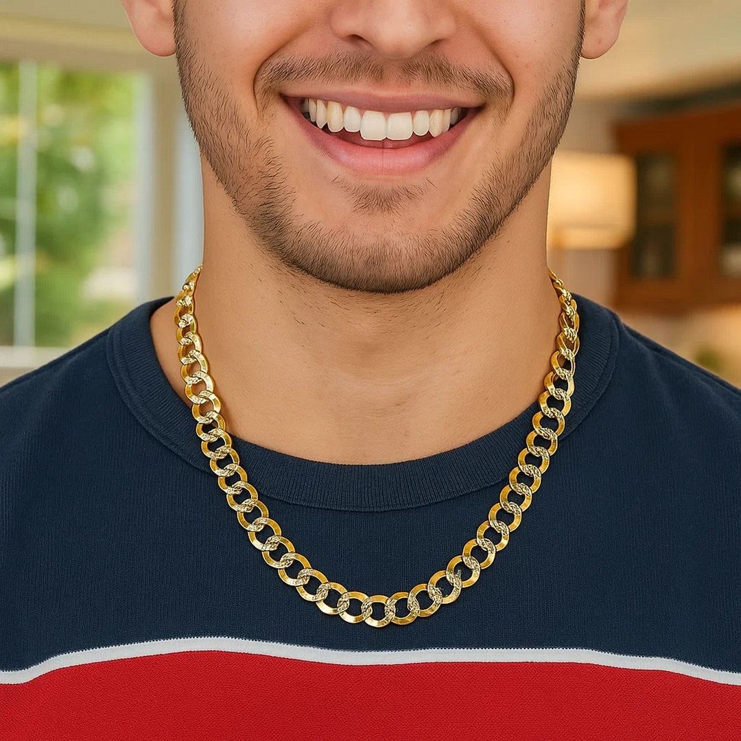 14k Two Tone Gold Pave Curb Chain (8.30 mm)