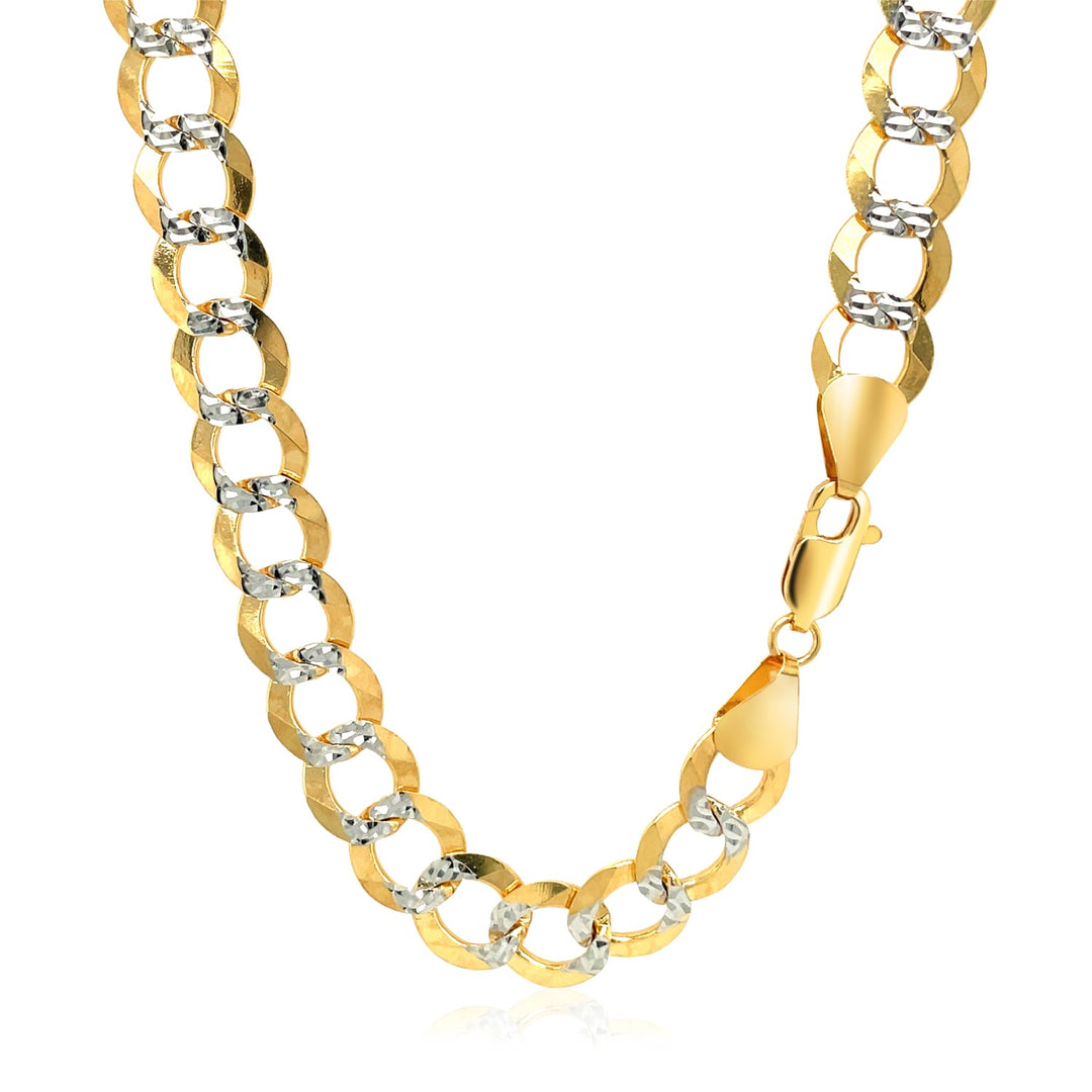 14k Two Tone Gold Pave Curb Chain (8.30 mm)