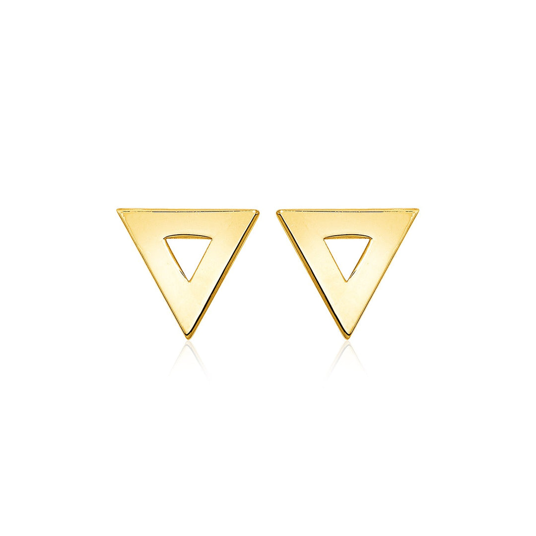 14k Yellow Gold Polished Open Triangle Post Earrings