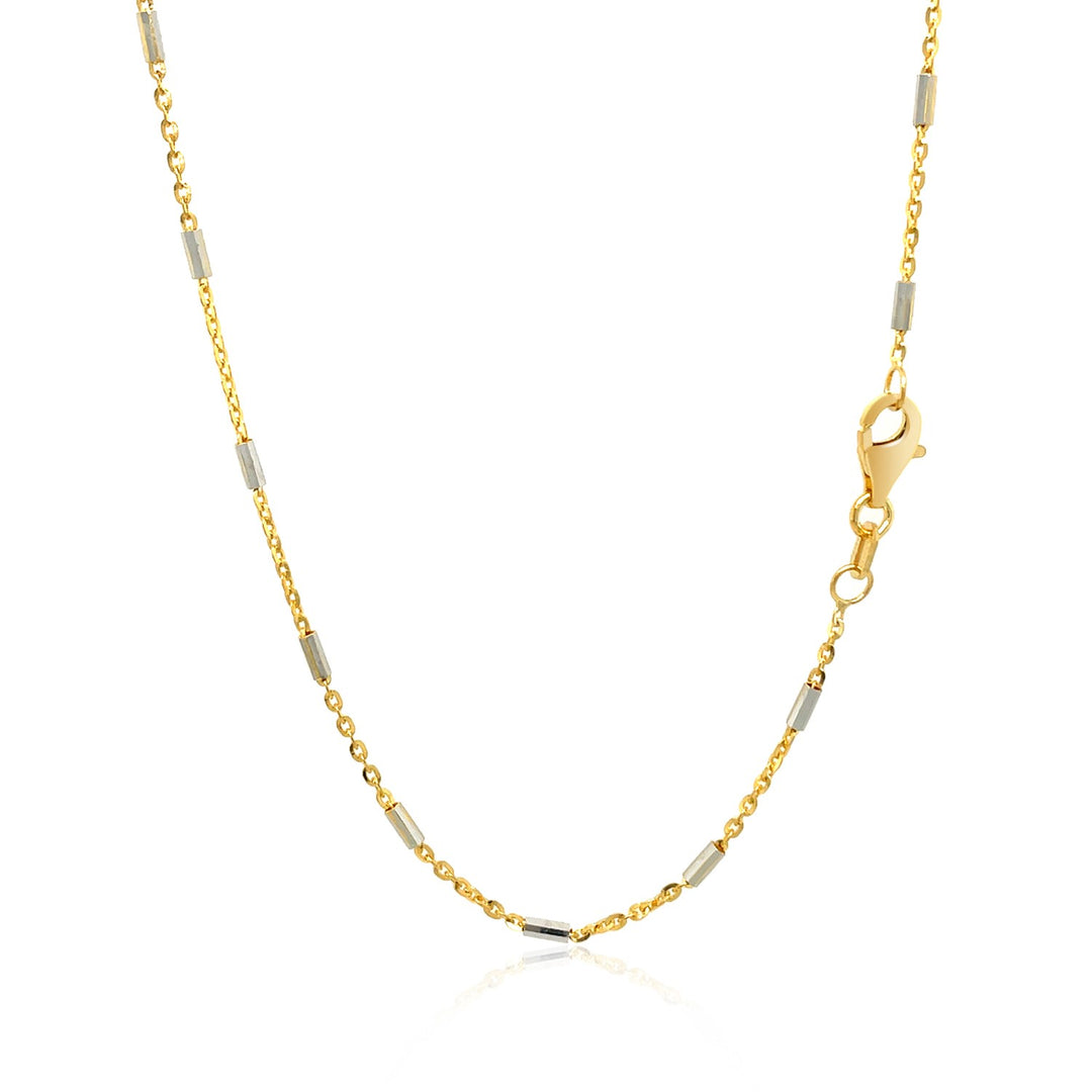 Bar Links Pendant Chain in 14k Two Tone Gold (1.40 mm)