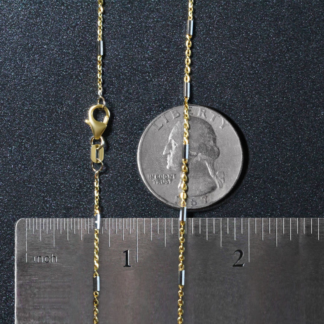 Bar Links Pendant Chain in 14k Two Tone Gold (1.00 mm)