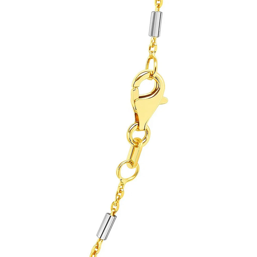 Bar Links Pendant Chain in 14k Two Tone Gold (1.00 mm)