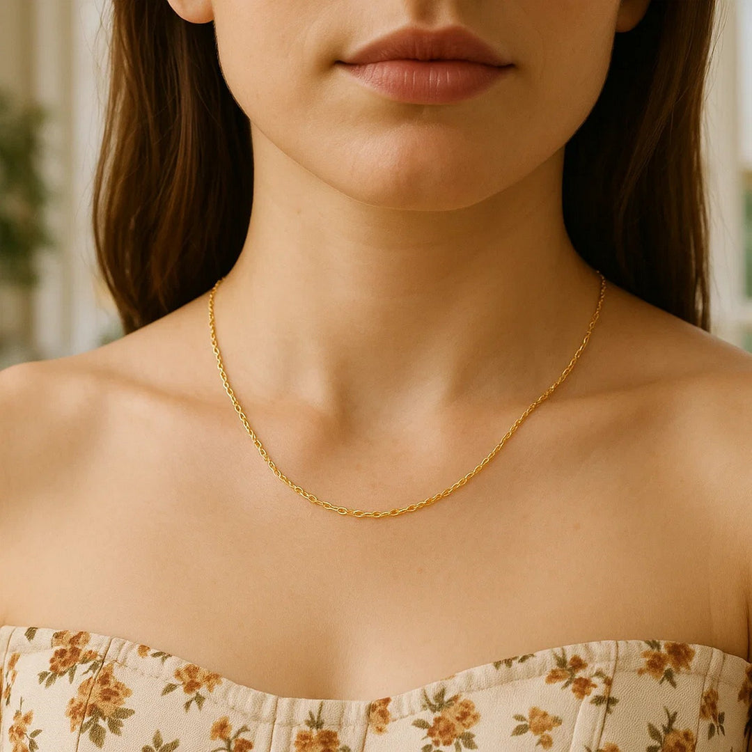 14k Yellow Gold Oval Cable Link Chain (1.10 mm)