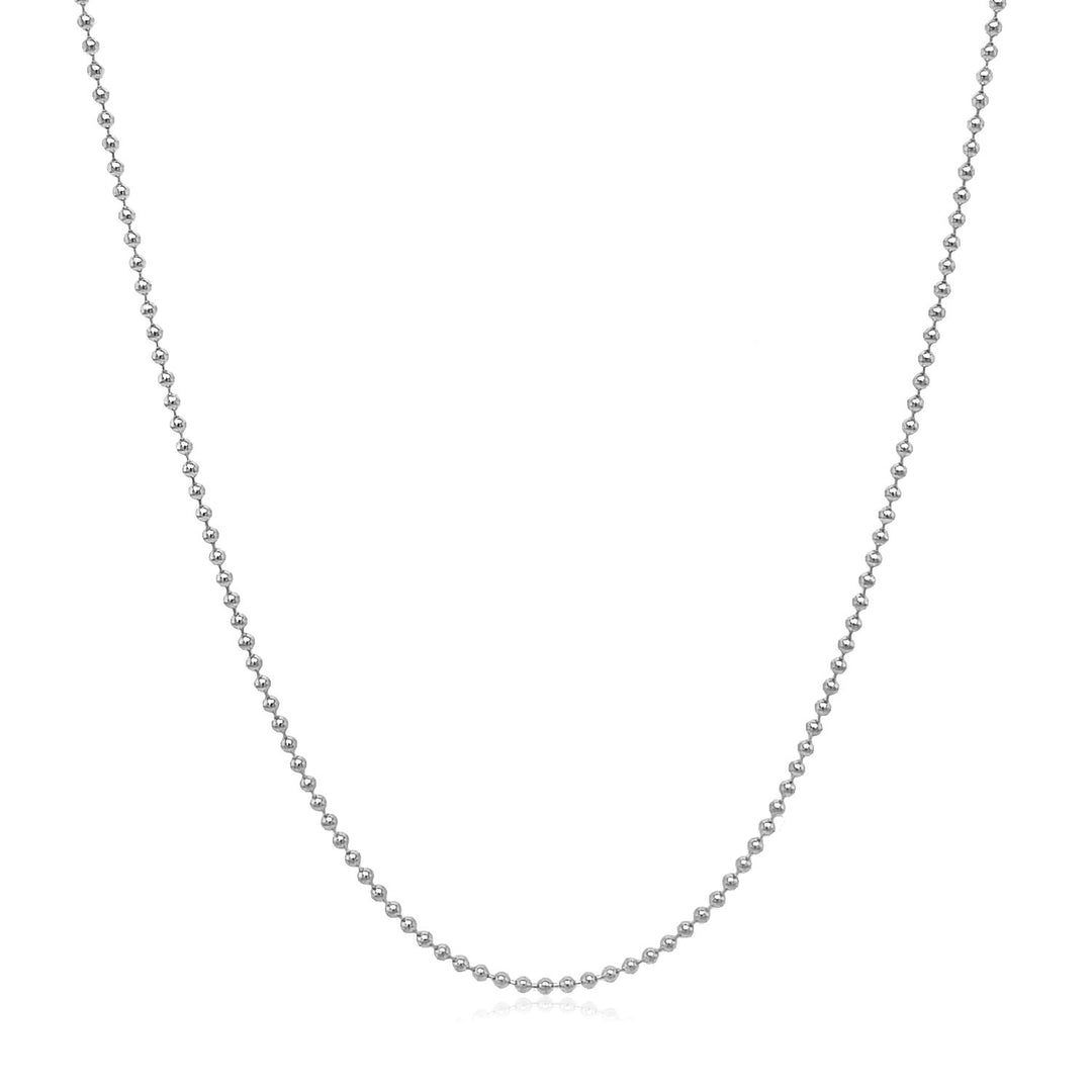 14k White Gold Bead Chain 1.0mm (1.00 mm)