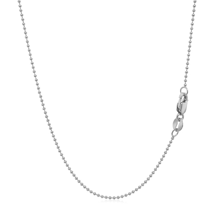 14k White Gold Bead Chain 1.0mm (1.00 mm)