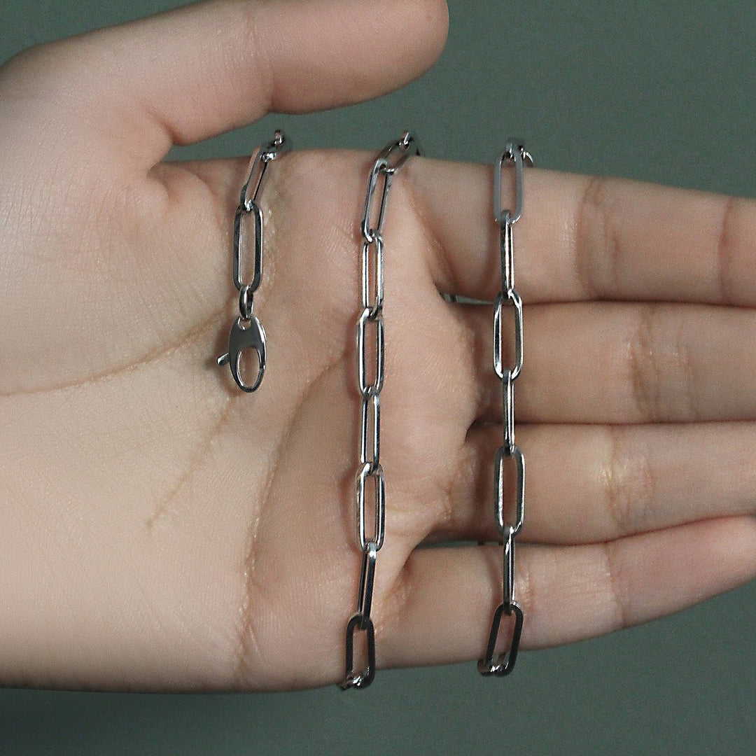 14k White Gold Bold Paperclip Chain (4.2 mm)