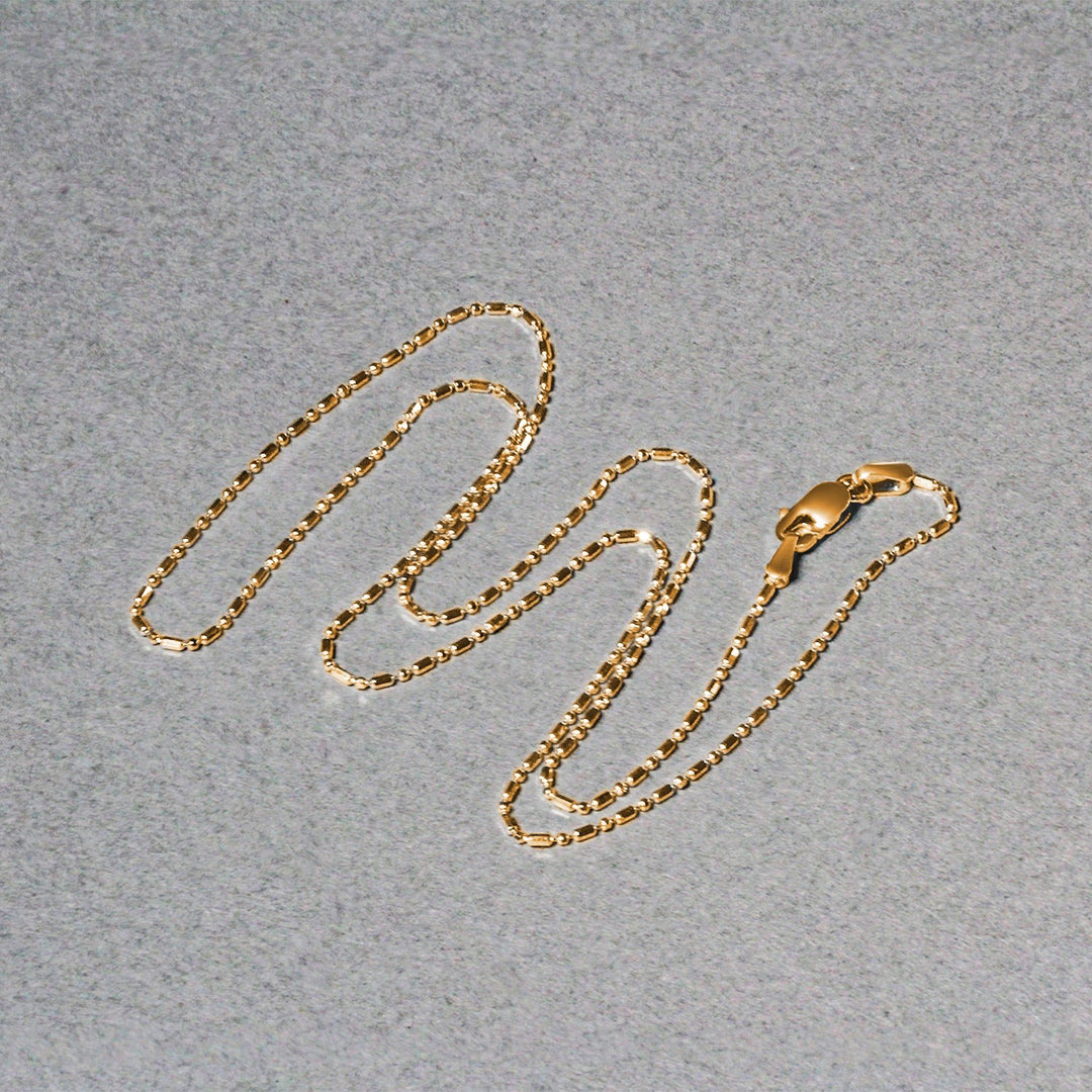 14k Yellow Gold Diamond-Cut Bead Chain (0.90 mm)