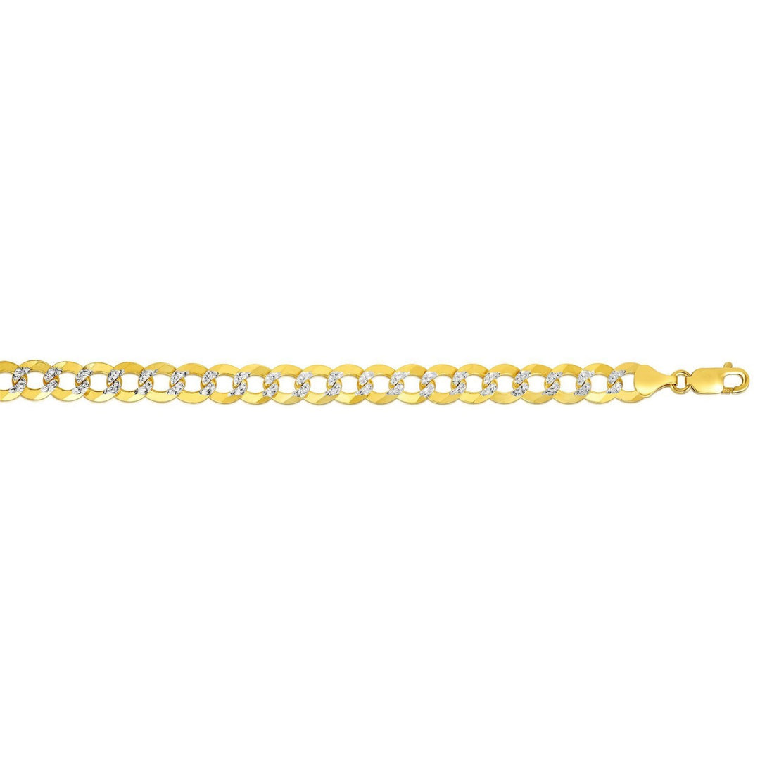 14k Two Tone Gold Pave Curb Bracelet (8.30 mm)