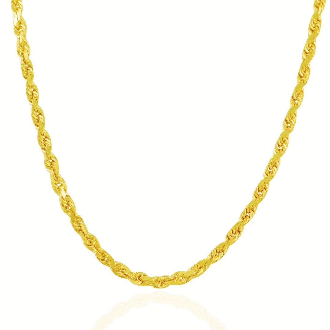 14k Yellow Gold Solid Diamond Cut Rope Chain (7.00 mm)