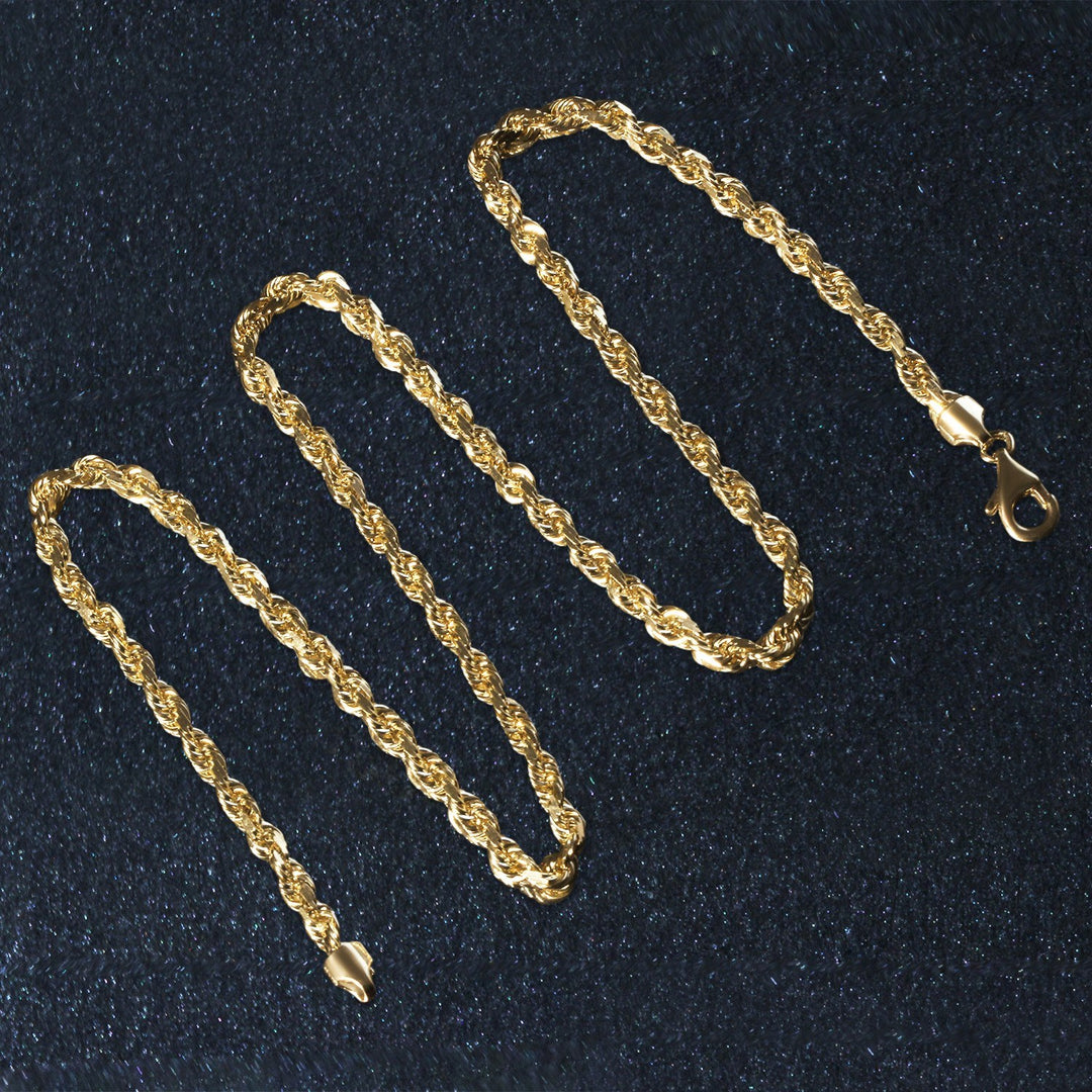 14k Yellow Gold Solid Diamond Cut Rope Chain (7.00 mm)