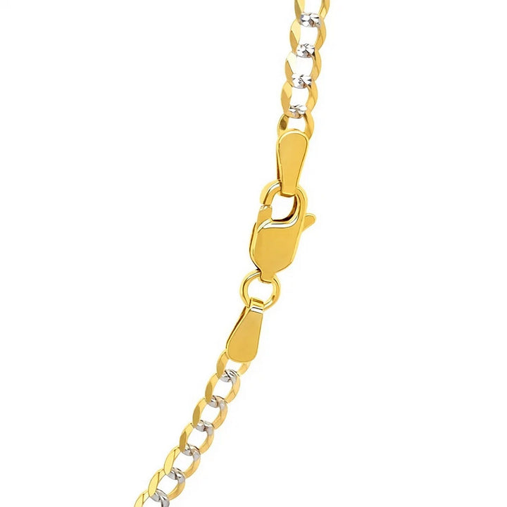 14k Two Tone Gold Pave Curb Chain (3.20 mm)