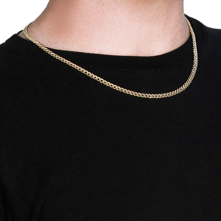 14k Yellow Gold Miami Cuban Semi Solid Chain (4.50 mm)