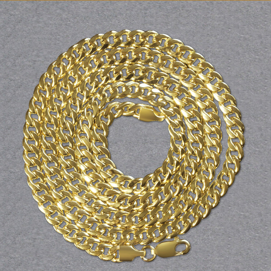 14k Yellow Gold Miami Cuban Semi Solid Chain (4.50 mm)