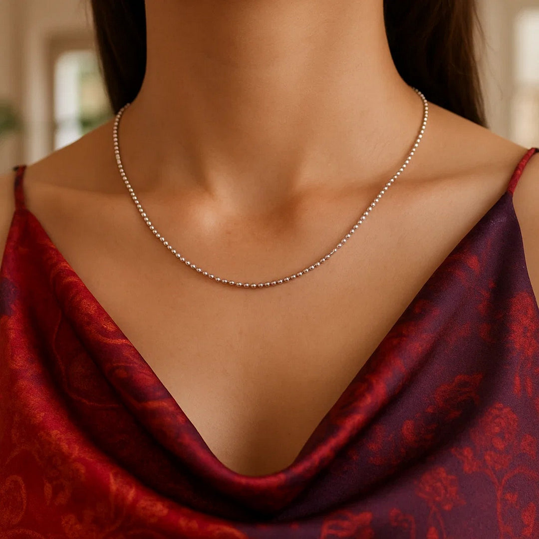 14k White Gold Bead Chain 1.5mm (1.50 mm)