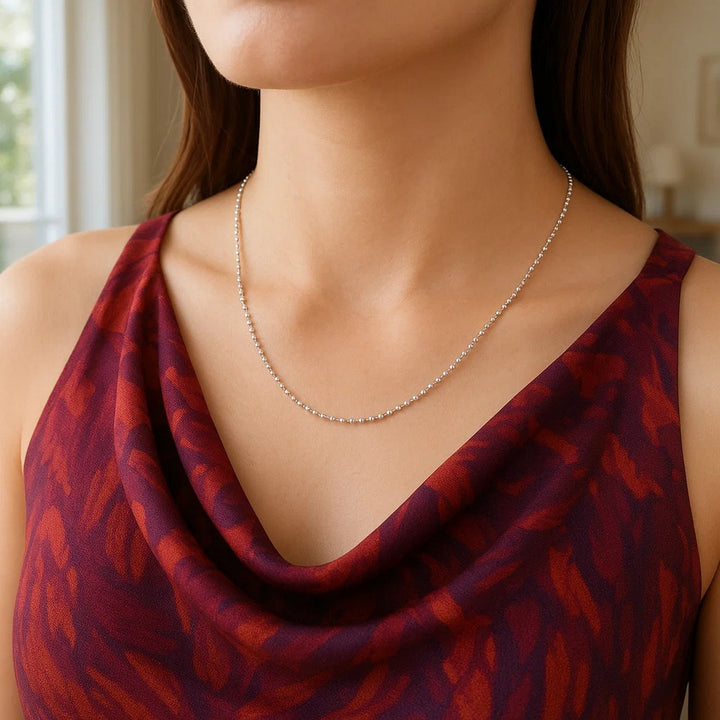 14k White Gold Bead Chain 1.5mm (1.50 mm)