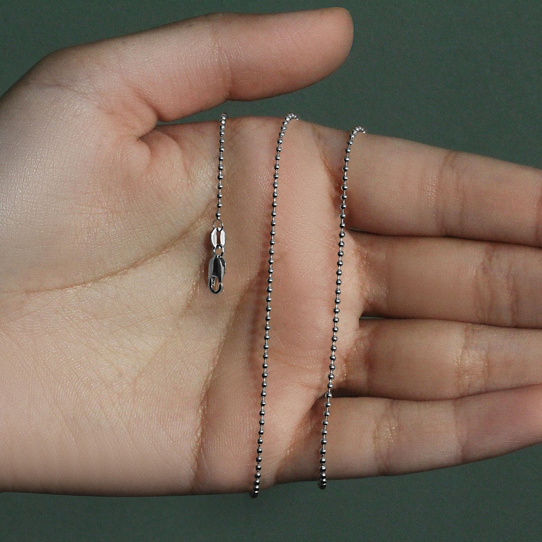 14k White Gold Bead Chain 1.5mm (1.50 mm)