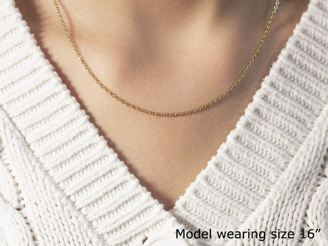 18k Yellow Gold Round Cable Link Chain (1.50 mm)