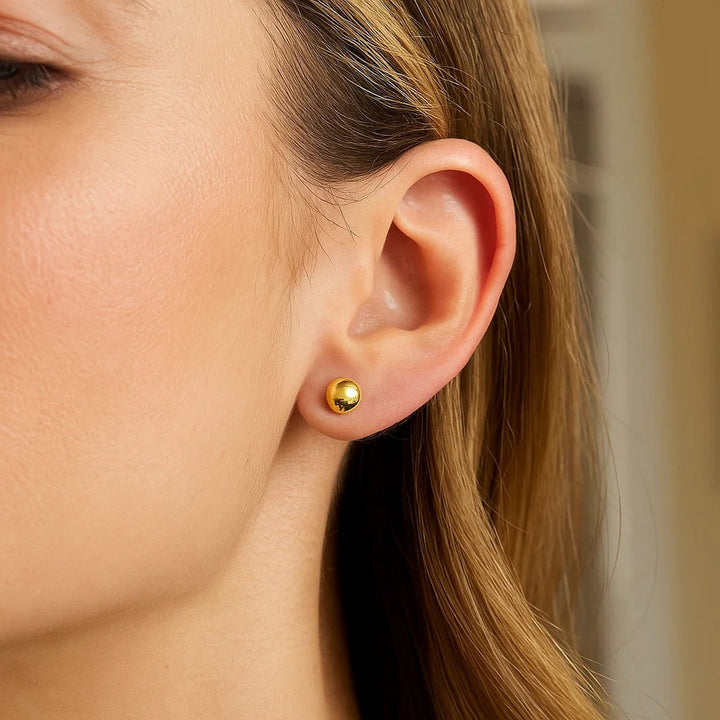 14k Yellow Gold Round Stud Earrings (6.0 mm)