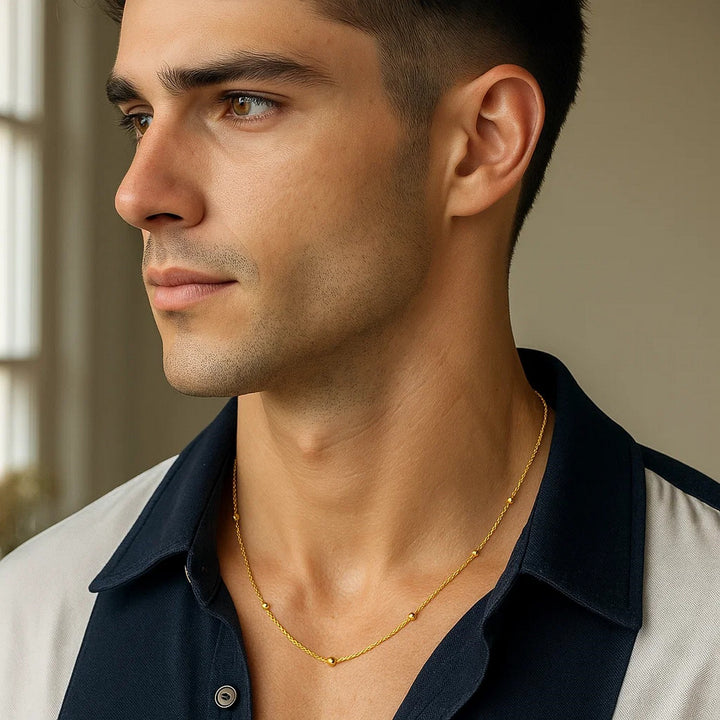 Bead Links Saturn Chain in 14k Yellow Gold (1.80 mm)