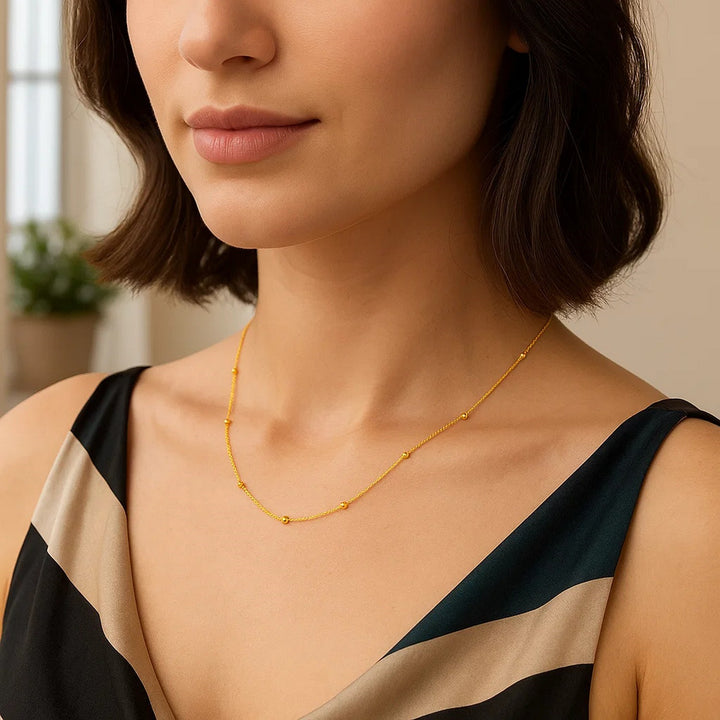 Bead Links Saturn Chain in 14k Yellow Gold (1.80 mm)