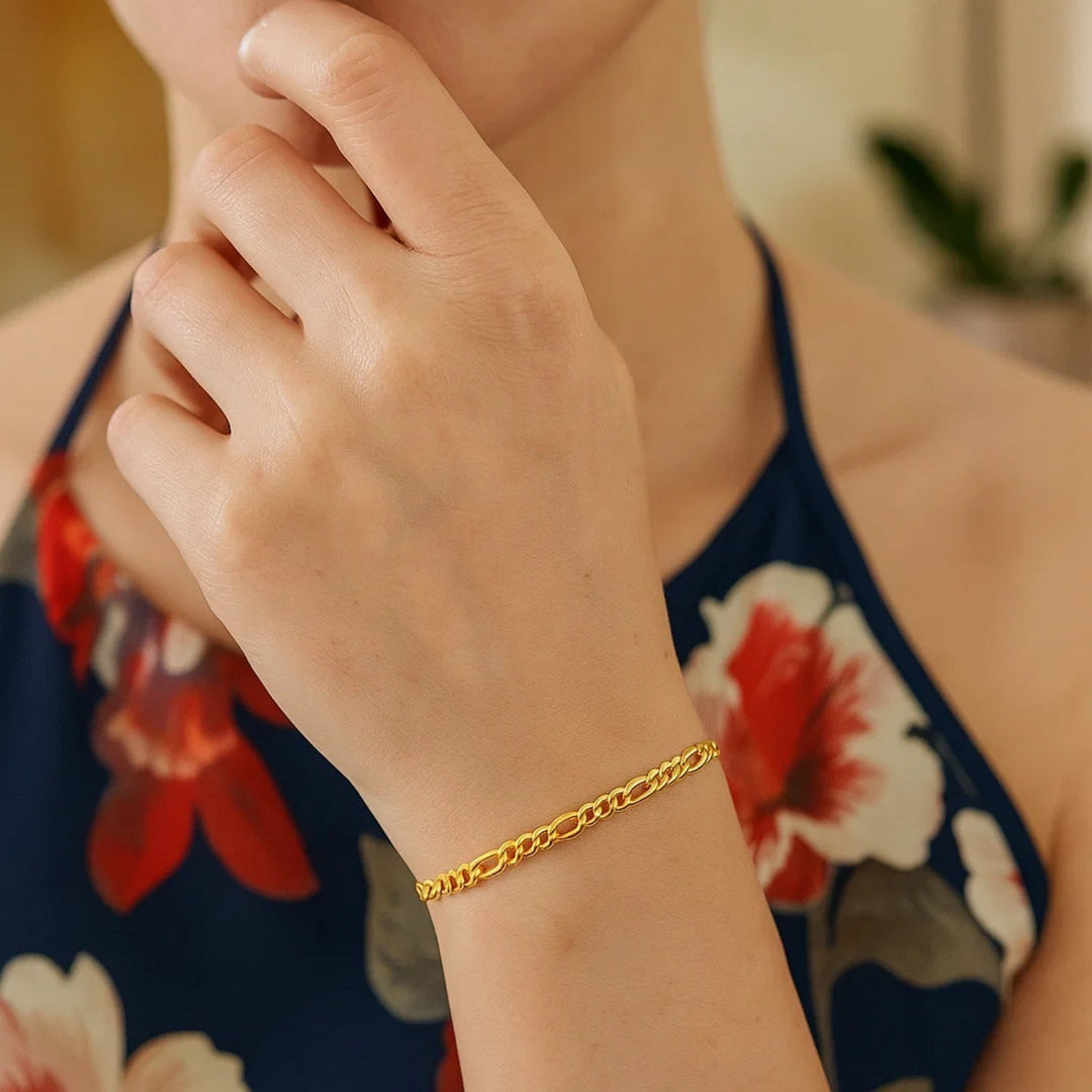 10k Yellow Gold Link Figaro Bracelet (2.60 mm)