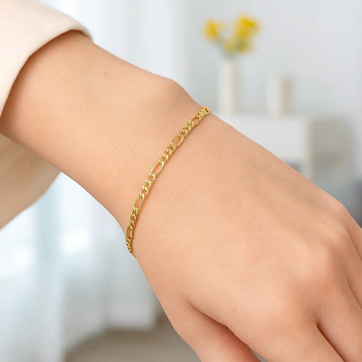 10k Yellow Gold Link Figaro Bracelet (2.60 mm)