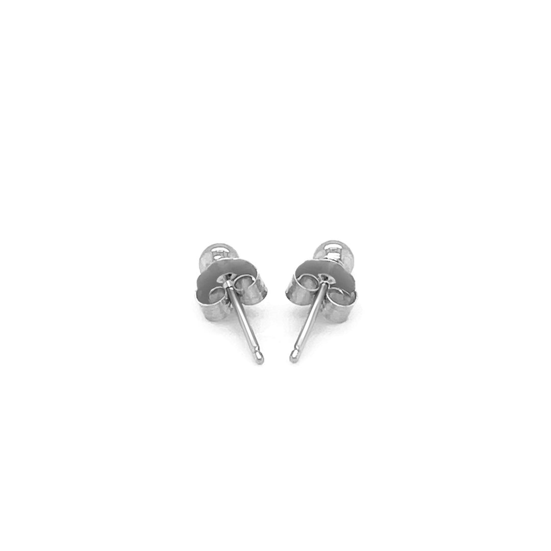 14k White Gold Spherical Stud Earrings (3mm)