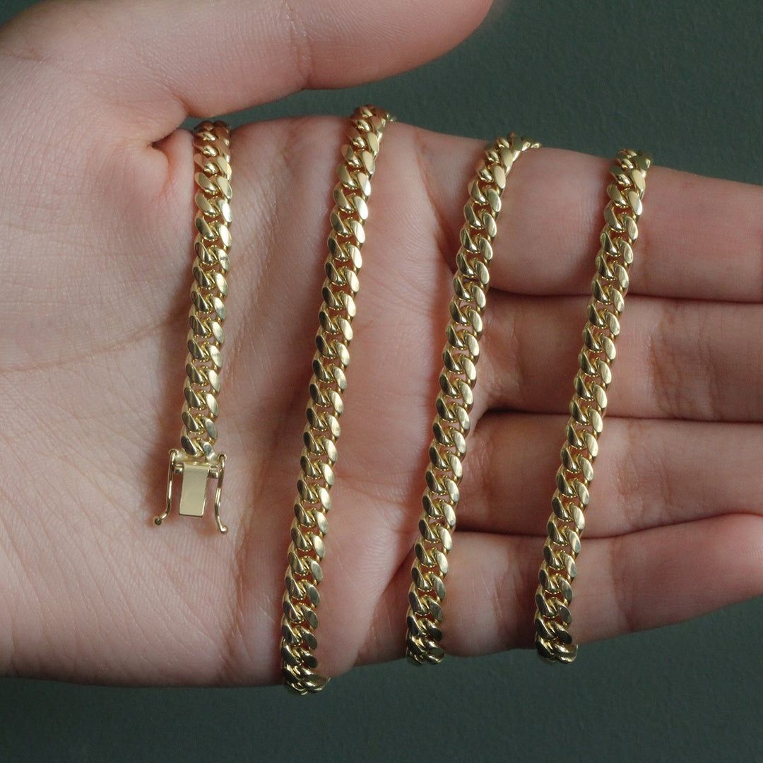 14k Yellow Gold Classic Miami Cuban Solid Chain (5.00 mm)