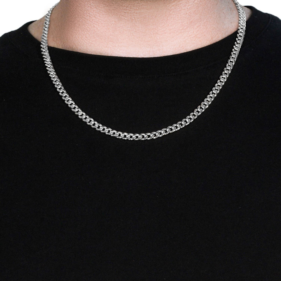 14k White Gold Miami Cuban Semi Solid Chain (5.50 mm)