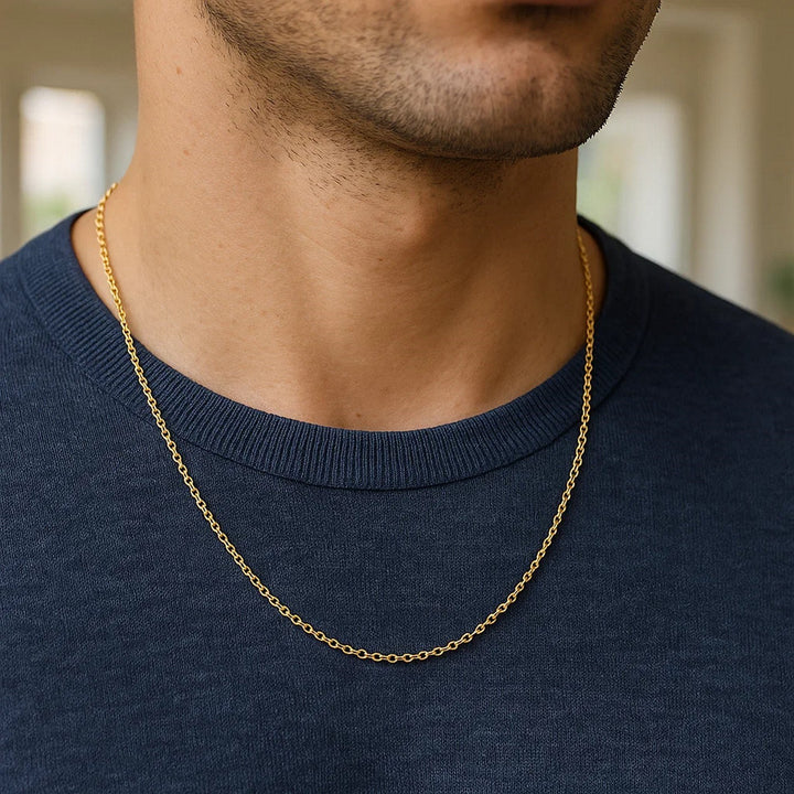 14k Yellow Gold Round Cable Link Chain (1.30 mm)