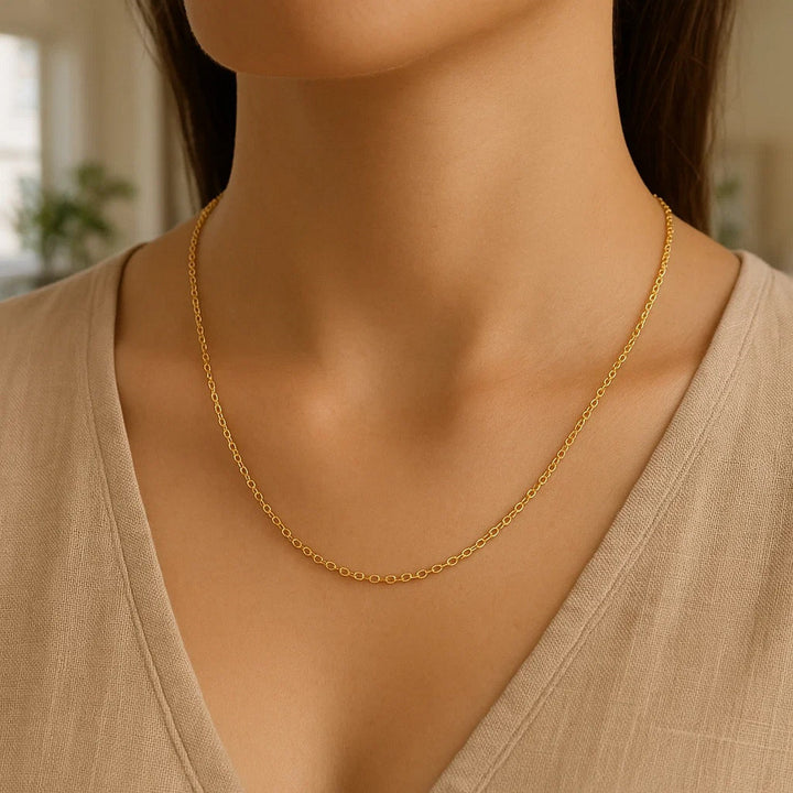 14k Yellow Gold Round Cable Link Chain (1.30 mm)