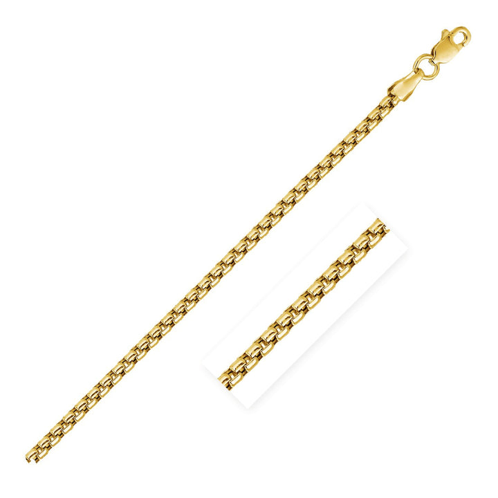 14k Yellow Gold Solid Round Box Chain (2.5 mm)