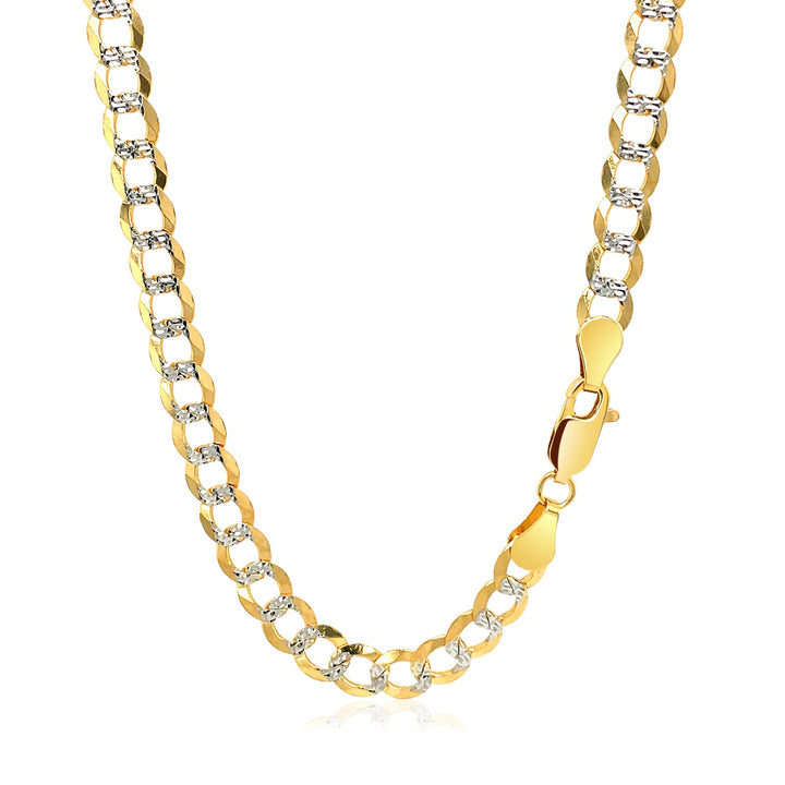 14k Two Tone Gold Pave Curb Chain (5.70 mm)