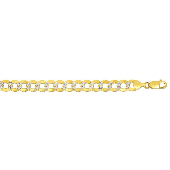 10 mm 14k Two Tone Gold Pave Curb Chain (9.70 mm)