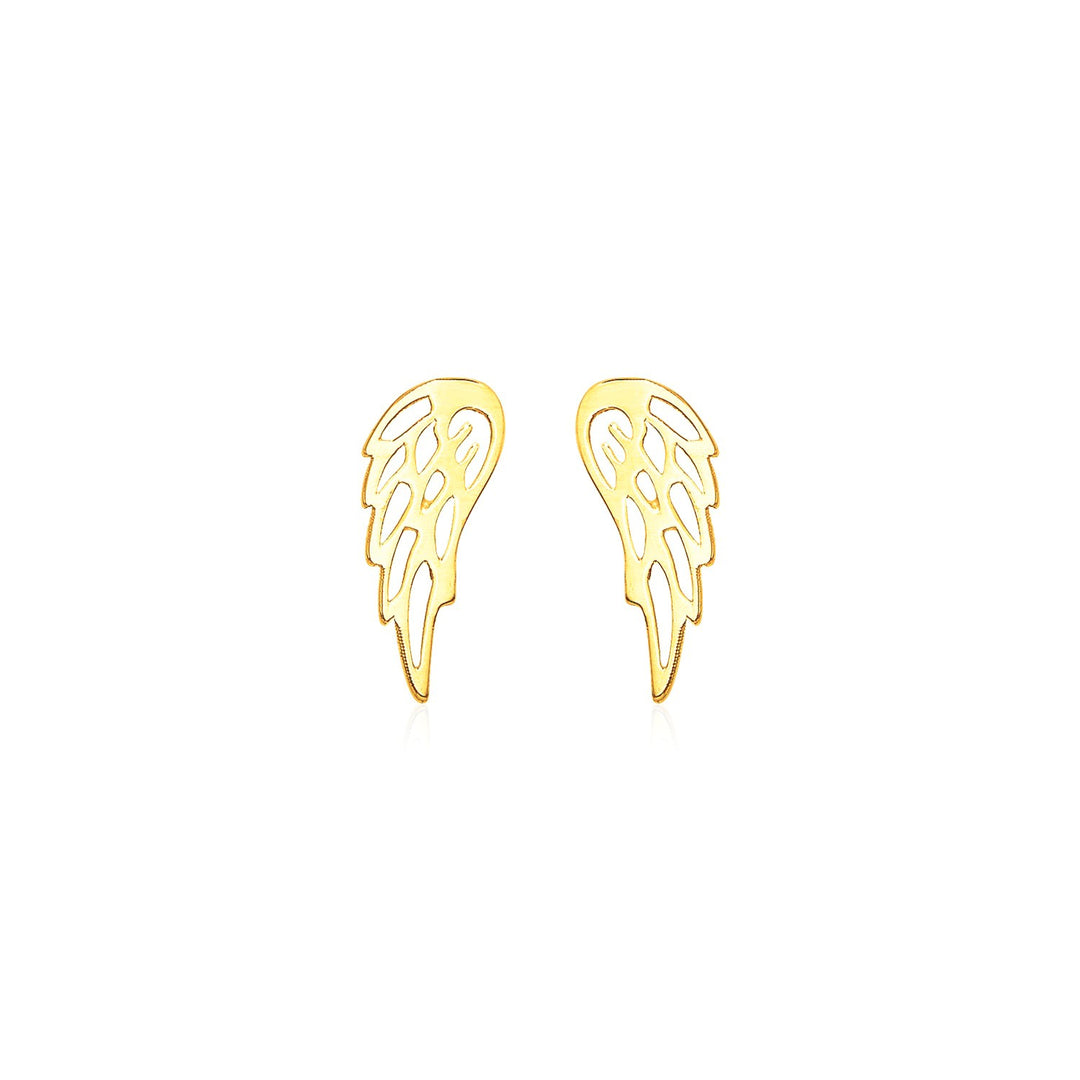 14k Yellow Gold Polished Wing Post Earrings