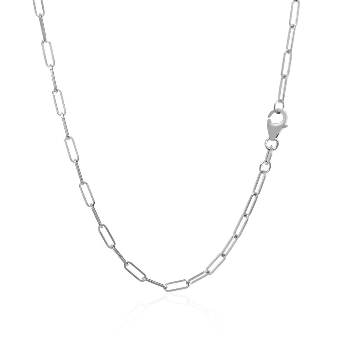 14K White Gold Delicate Paperclip Chain (2.10 mm)