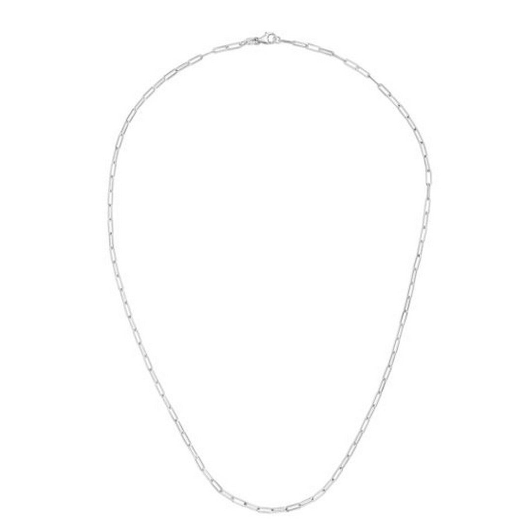 14K White Gold Delicate Paperclip Chain (2.10 mm)